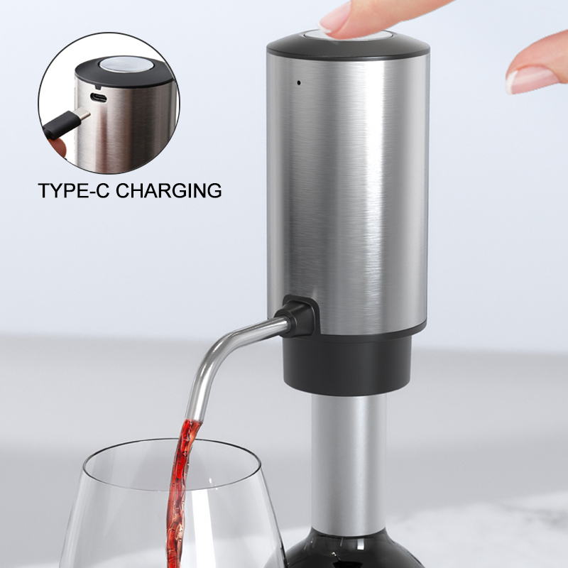 Juego de abridor de vino eléctrico USB con decantador eléctrico y aireador, abridor de botellas de vino recargable de acero inoxidable para amantes del vino