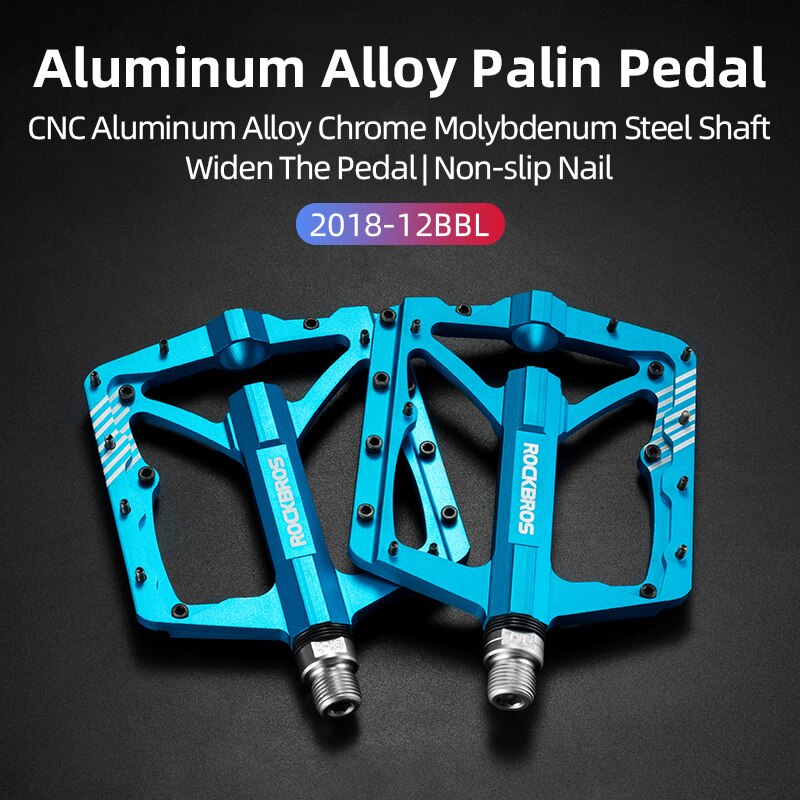 ROCKBROS Mountain Bike Bicycle Pedals Cycling Ultralight Aluminium Alloy 4 Bearings MTB Pedals Bicicleta Bike Pedals Flat BMX: 2018-12BBL