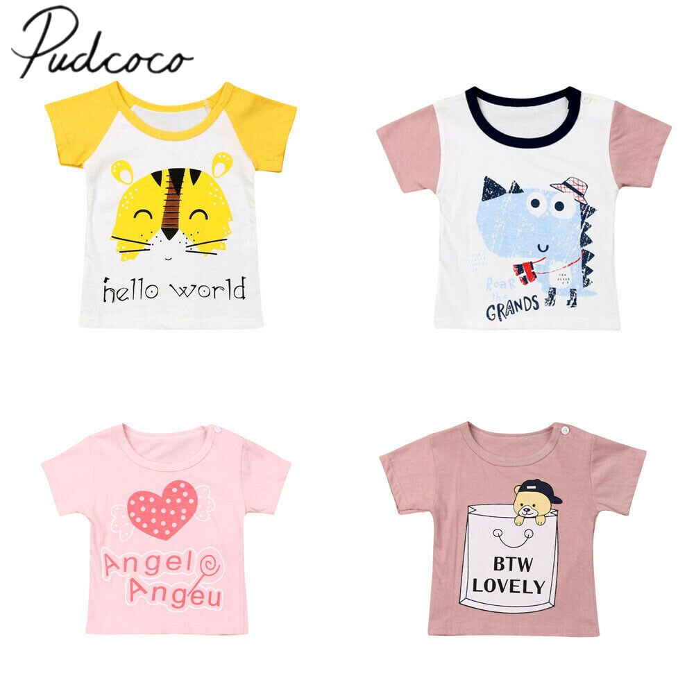 Baby Zomer Kleding Mode Kids Baby Jongen Meisje T-shirts Cartoon Print Korte Mouw Tops T-shirt Katoenen Kleding 0-4Y