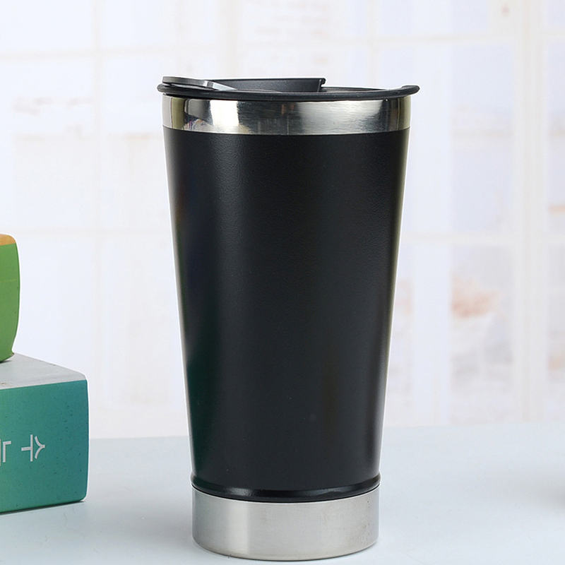 Creativity 304 Stainless Steel Beer Cup Thermos Cup With Bottle Opener 473ML Heat Preservation And Cold Preservation: black
