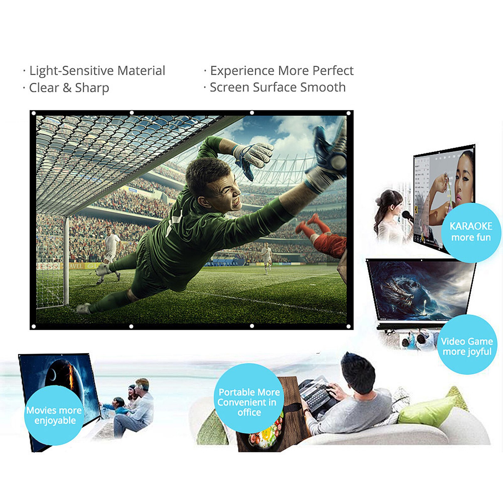 H120 100-120 ''Draagbare Projector Scherm Hd 16:9 Wit Dacron 120 Inch Diagonaal Video Projectiescherm Opvouwbaar Muur gemonteerd