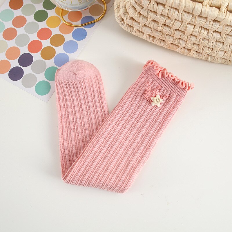 Calcetines altos hasta la rodilla para niños y niñas, calcetín de algodón, transpirable, primavera y otoño, 2022: crown pink