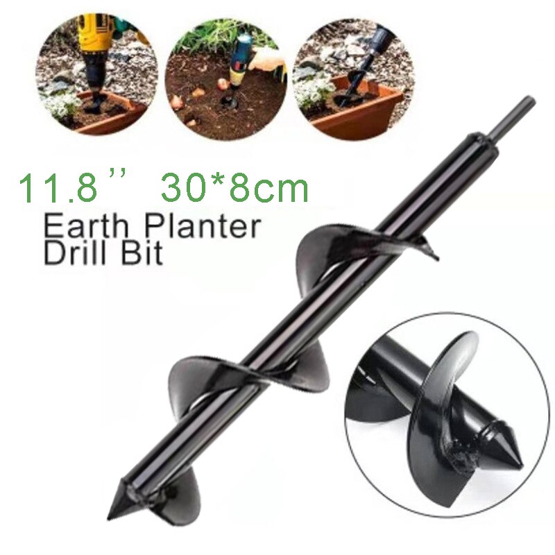Garden Spiral Drill Bit Set Non-Slip Hex Drive HEX Shaft Drill Post Soil Cultivator Planting Hole Digger Tool