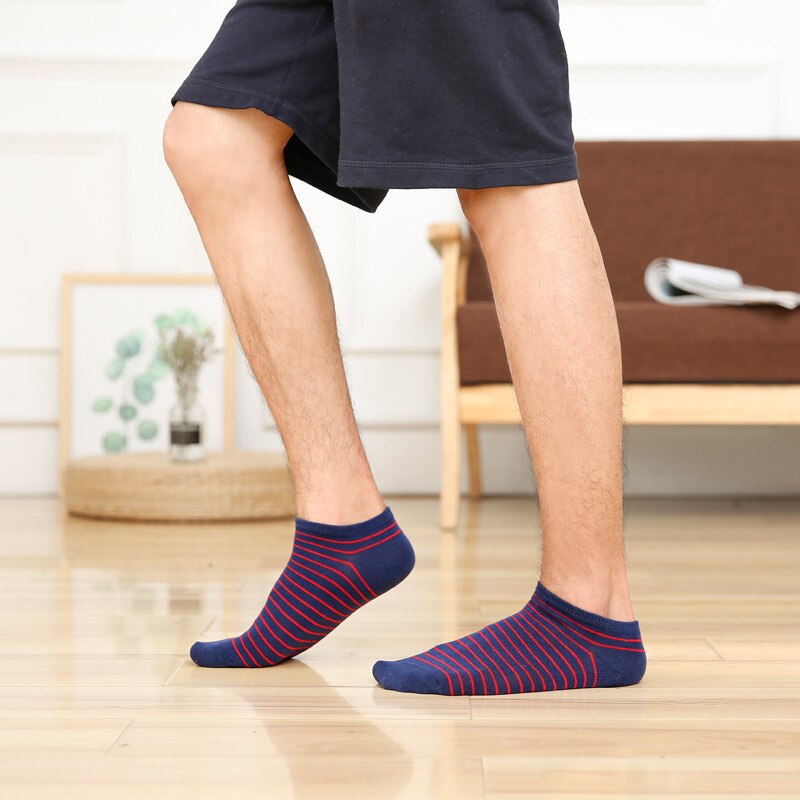 Men's Sports Socks Cotton Stripe Boat Socks All Seasons Spring Autumn Male Casual Harajuku Breathable Men Ankle Sock Boy: B05