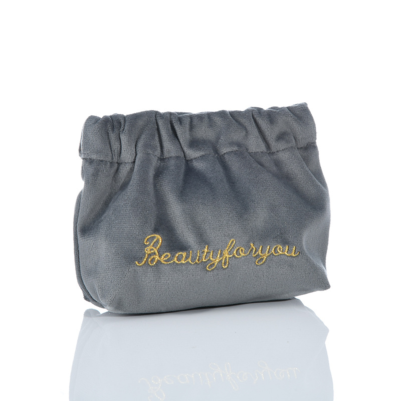 Vrouwelijke Portemonnee Fluwelen Brief Print Mini Coin Mini Lipstick Zak Vrouwelijke Effen Kleur Opbergtas: gray