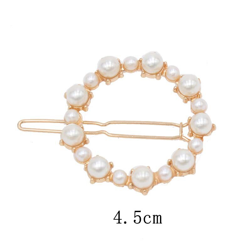 Pinza de pelo con perlas de imitación para mujer, broches de pelo hechos a mano con broche de estrella y corazón, accesorios geométricos para el cabello de Corea, 1 ud.: circle