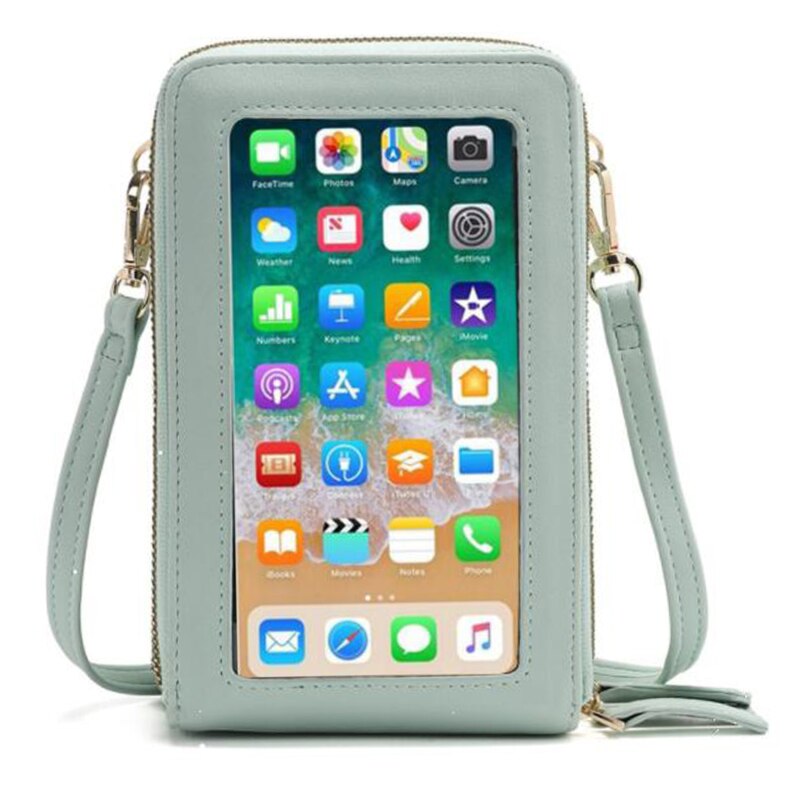 Bolso multifunción para teléfono móvil, bandolera transparente con correa para el hombro, para el pecho, monedero, bandolera de mujer: Light Green