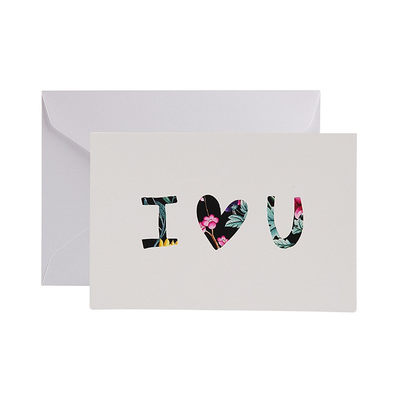 6pcs I Love You Greeting Cards Heart Flower Concise Style Wedding Cards Happy Valentine&#39;s Day Message Cards For Girl Friend: A1