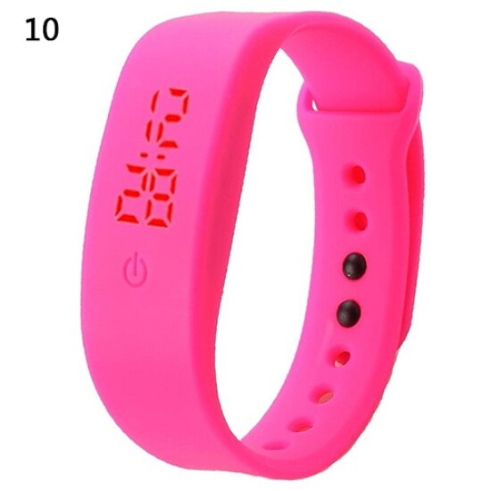 Sales! Aankomst Vrouwen Mannen Siliconen Band Band Digitale Led Display Armband Pols Sport Horloge: Hot Pink