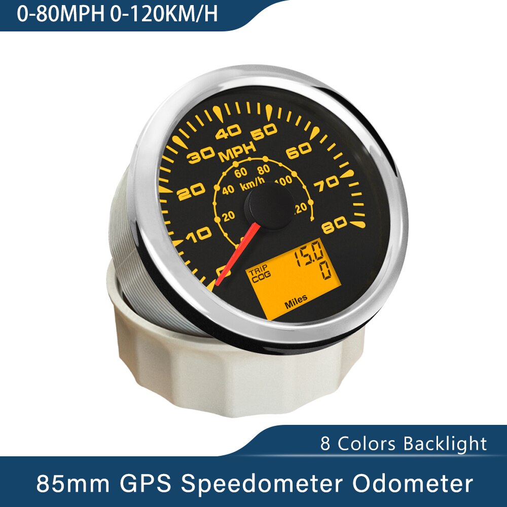 Velocímetro GPS Universal, velómetro, kilometraje, 8 colores, retroiluminación, 85mm, 35MPH, 80MPH, 160MP, 200MPH