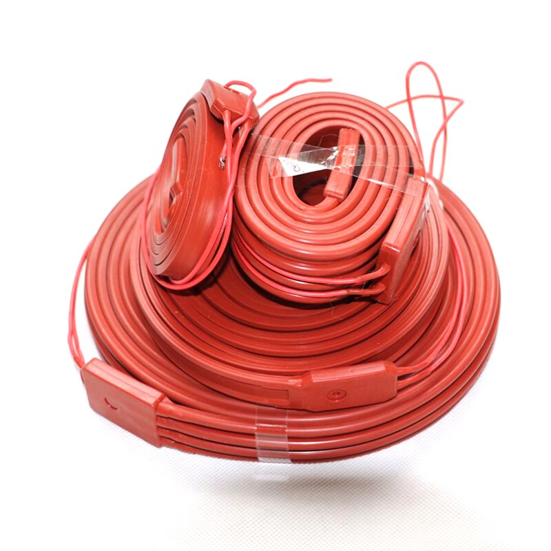 Tira de silicona Flexible para calentador, cinta de protección contra congelación, impermeable, 12V, 24V, 110V, 15/25/30/50mm, 1/2/3/4/5/10/220 metros