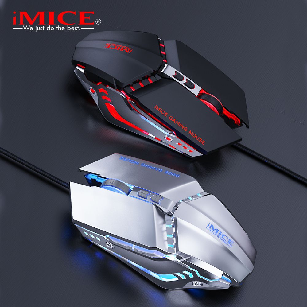 IMICE Model T80 Wired Gaming USB Mechanical Macro Mouse Suitable for PC Laptop: Silver gray