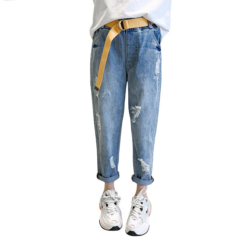 Children&#39;s Ripped Jeans for Girls Kids Casual Denim Trousers with Belt Teen Girl Pants For Age 4 5 7 9 11 13 Years: 9