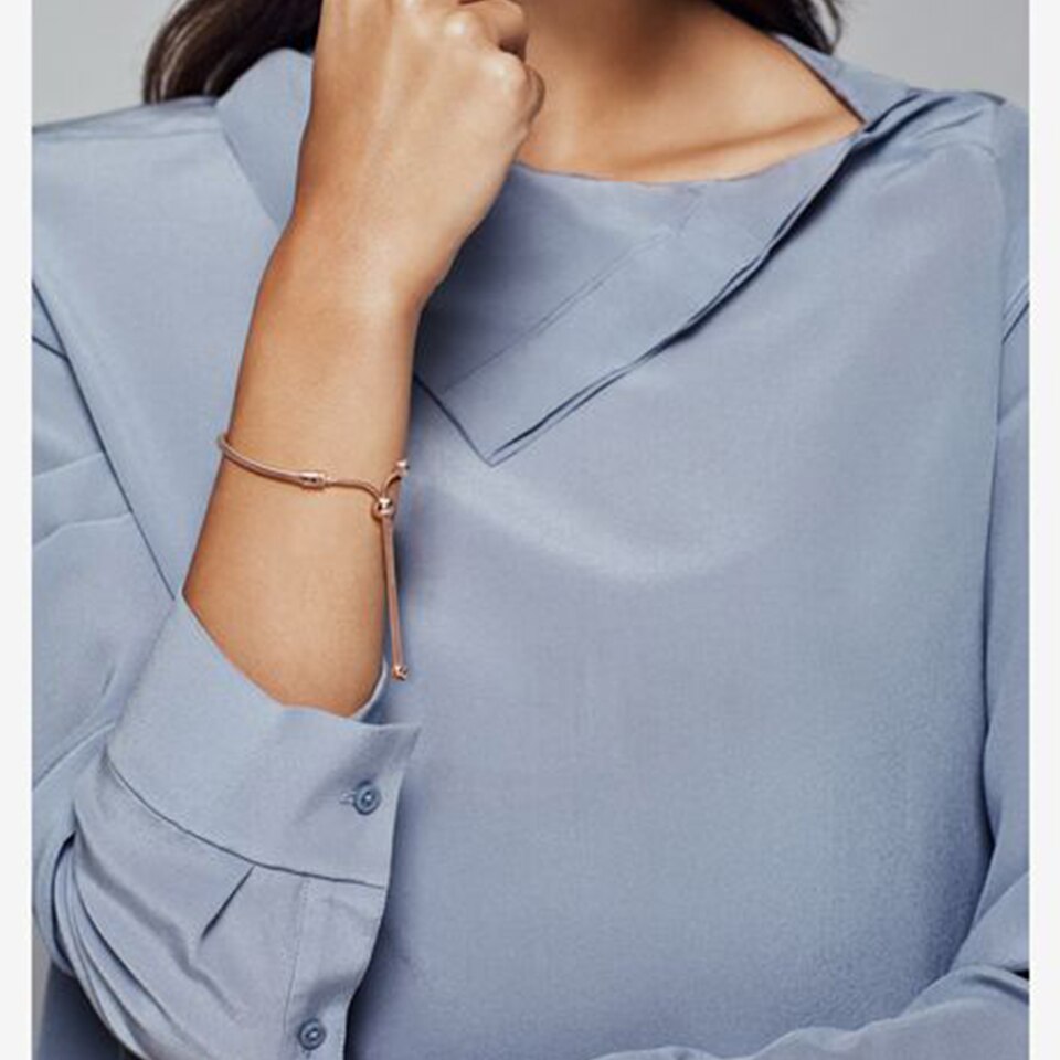 925 argento sterlina in oro rosa braccialetto di Fascino dei monili "Adatto per usura di Donne Perline FAI DA TE Braccialetto Scintillante CZ