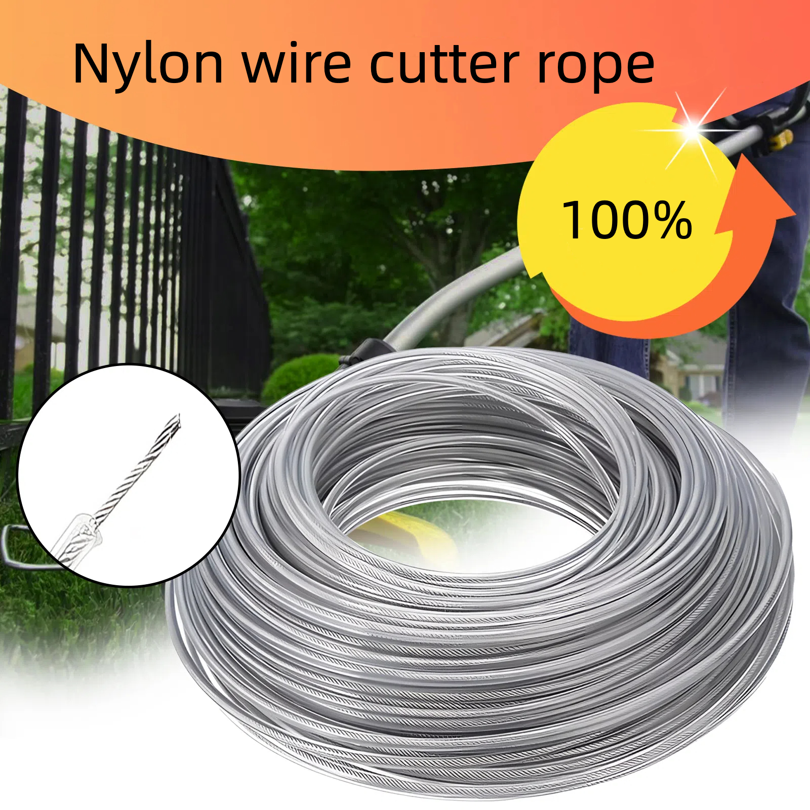 5 m/10 m/15 m * 2.4mm/2.7mm/3mm/4mm Grastrimmer Lijn Nylon Draad Bosmaaier Touw Staal Grastrimmer Lijn Grasmaaier Vervanging