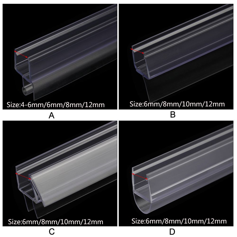 100cm Durable PVC Rubber Sealing Strips Glass Door Weatherstrip Window Seal Water Baffle Household Bathroom Bath Screen Tools