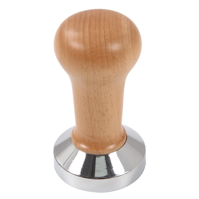 Kaffetamper trähandtag barista espressomaskin kvarn 51mm för kaffe och espressopulver hammare träfärg: Default Title
