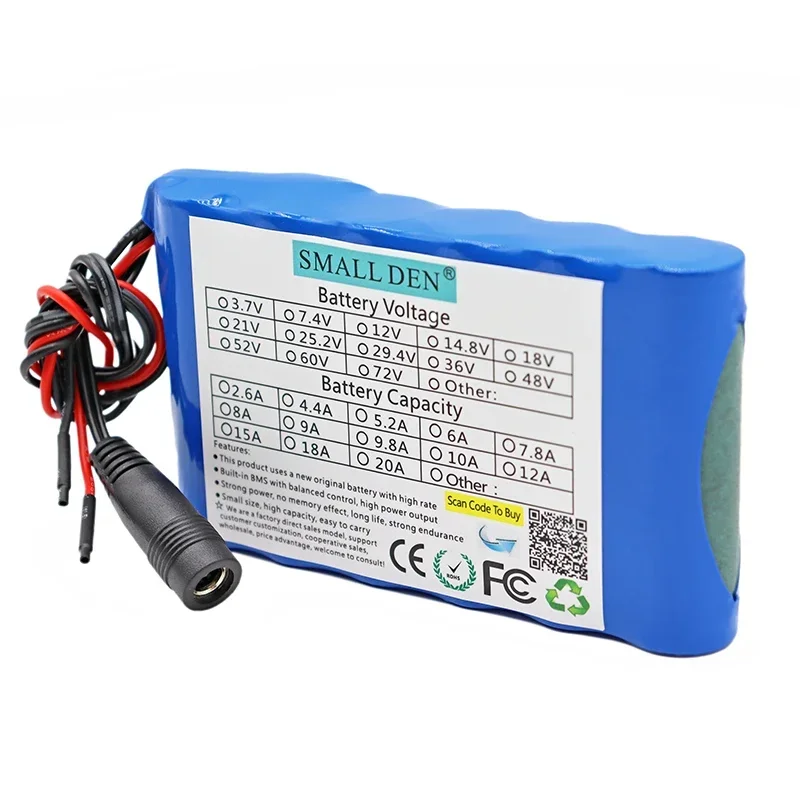 12V 6ah 18650 lithium battery pack 3S2P 6000mAh high current high-power battery, suitable for rechargeable batteries 10A BMS120W
