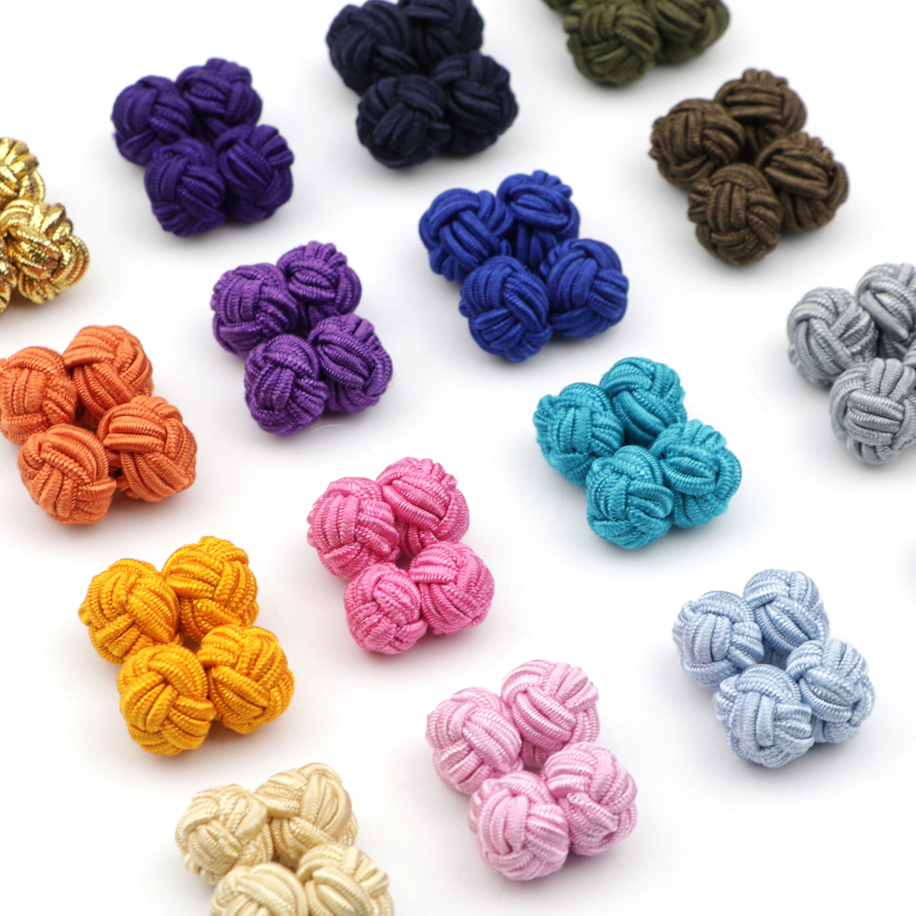 Kleurrijke Dubbele Touw Bal Knoop Manchetknopen Effen Kleuren Gevlochten Handgemaakte Elastische Upscale Mannen Klassieke Manchetknopen Voor Mannen