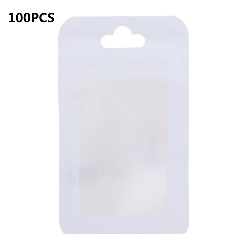 100Pcs Self Lock Resealable Mylar Bags Matte Clear Window Package Foil Food Bag Hang Hole Plastic Zipper Pouches