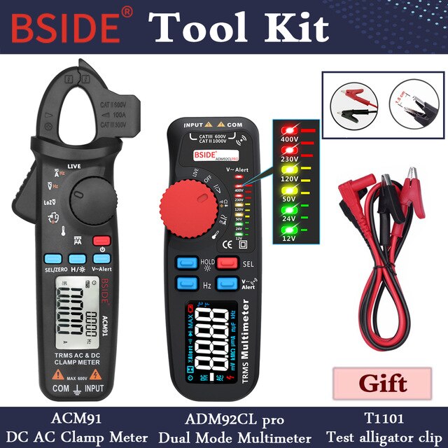 BSIDE True RMS Clamp Meter 1mA Plier Ammeter Car repair Digital Multimeter DC AC Current Volt Temp Capacitor Tester