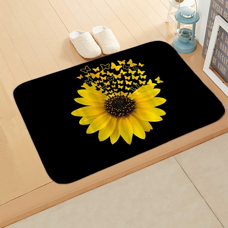 Zonnebloem Patroon Keuken Bad Deur Mat Slaapkamer Antislip Coral Fluwelen Absorberende Tapijt Tapijt Eenvoudige Home Decor Deurmat: 2DD-48120-013