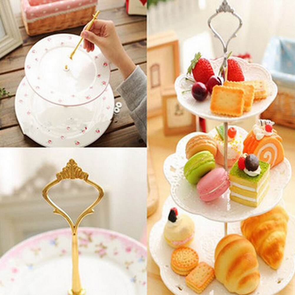 1set 3 or 2 Tier Cake Plate Stand Handle Fitting Hardware Rod Plate Stand Wedding Party