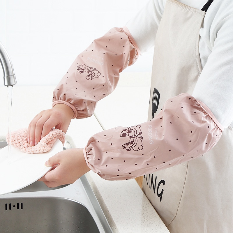 1 par vandtætte ærmer anti-udtværing langærmet køkken olie-bevis manchet husarbejde kontor hånd ærme elastisk manchet