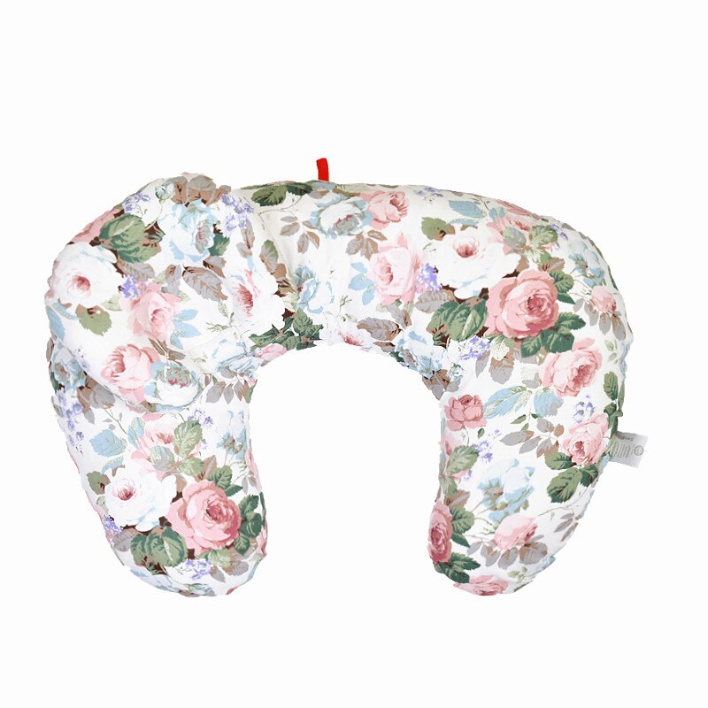 Oreiller d&#39;allaitement en coton en forme de U pour -né, coussin lombaire pour allaitement: green flower
