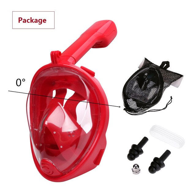 Full Face Diving Mask Anti-Fog Snorkeling Mask Underwater Scuba Swimming Mask Glasses Snorkel Dive Equipment for Adult Kid #2: flat-red / L/XL