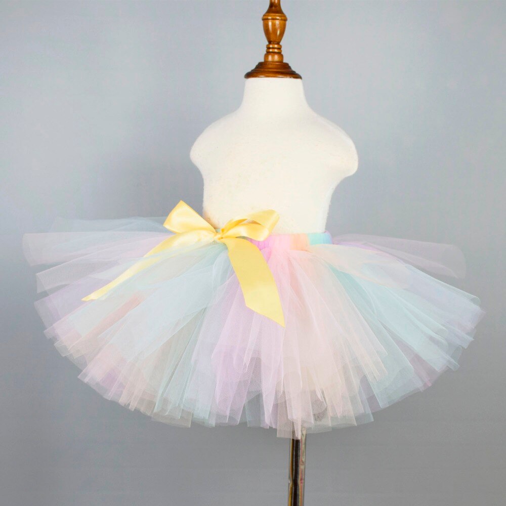 Neue Pastell Regenbogen Baby Mädchen Ballettröckchen Felsen Flauschigen SchöNe Nylon Tüll Tutus neugeboren Foto Requisiten Baby Mädchen Kleidung Pettiskirt