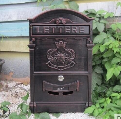 Heavy Aluminium Lockable Secure Mail Letter Post Box Mailbox Postbox Retro Metal Mail Box Garden Ornament: 2