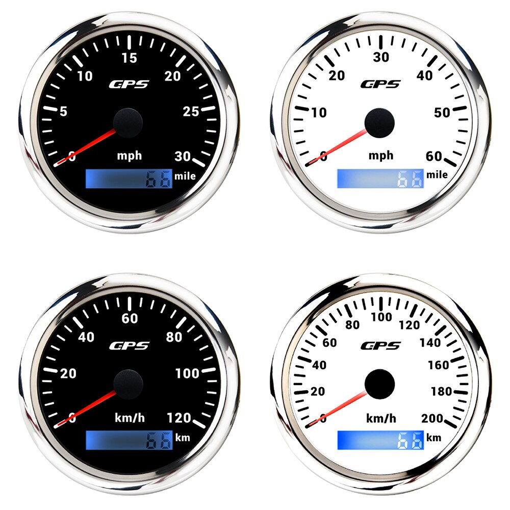 85mm GPS Speed Gauge Meter 0-30/60/120/200 Km/h MPH 0-80/160 MPH 7 Colors Backlight for Truck Car Yachts