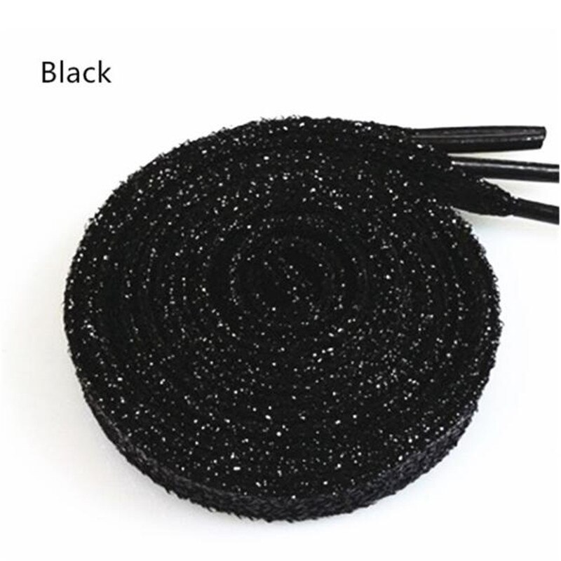 1 Pair Shiny Gold Silver Thread Shoelaces Glitter Flat Shoelaces Sparkly Bootlaces Colors Shimmering 110cm Shoe Laces Colored: Black
