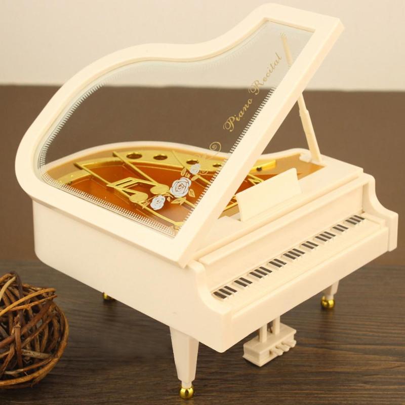 Mini caja de música de Metal con forma de Piano, caja Musical antigua, creativa, de cumpleaños, boda, decoración del hogar, de Año