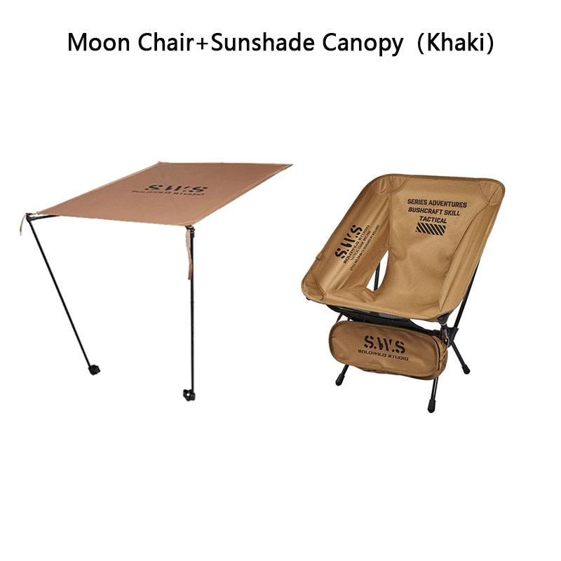 WELLHIKE Sommer Sonnenschirm Markise Mond Stuhl Camping Strand Angeln Camping Leichter Klappstuhl Freizeit Rückenlehne Stuhl: Kakifarbig