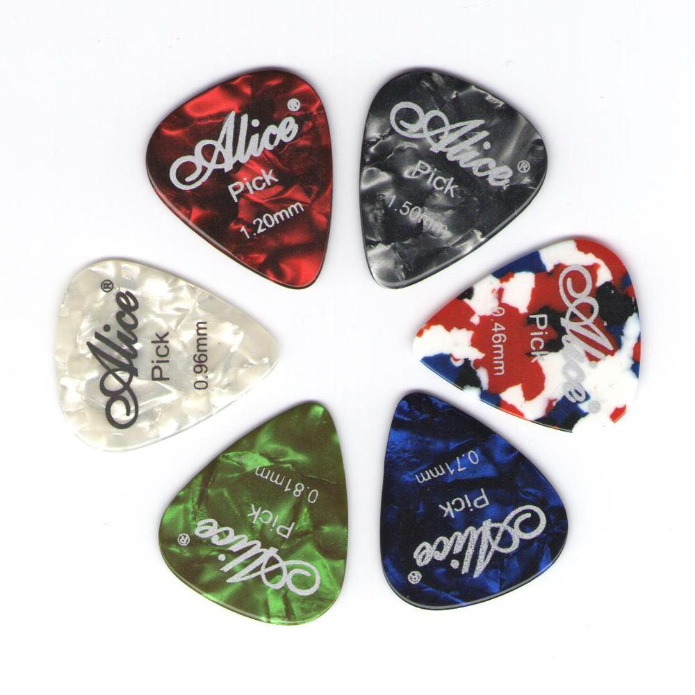 Alice-Púas para guitarra de celuloide, 6 piezas, grosor de mediador 0,46 0,71 0,81 0,96 1,20 1,50mm, color aleatorio: Even mix
