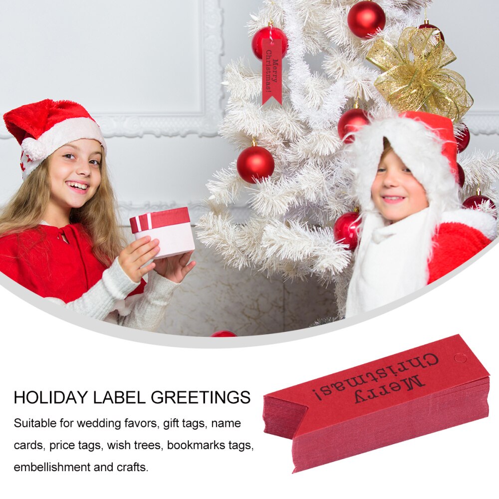 100Pcs Christmas Fish Tail Tag Kraft Paper Wish Card with 20M Hemp Rope