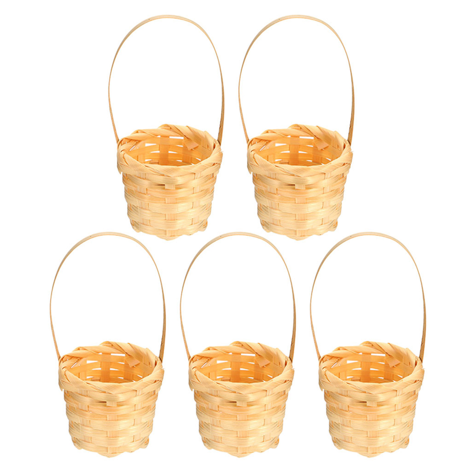 5 kleine handgeweven bamboemandjes, multifunctioneel als bloemenhouder voor kunstbloemen, rustieke stijl, huisdecoratie