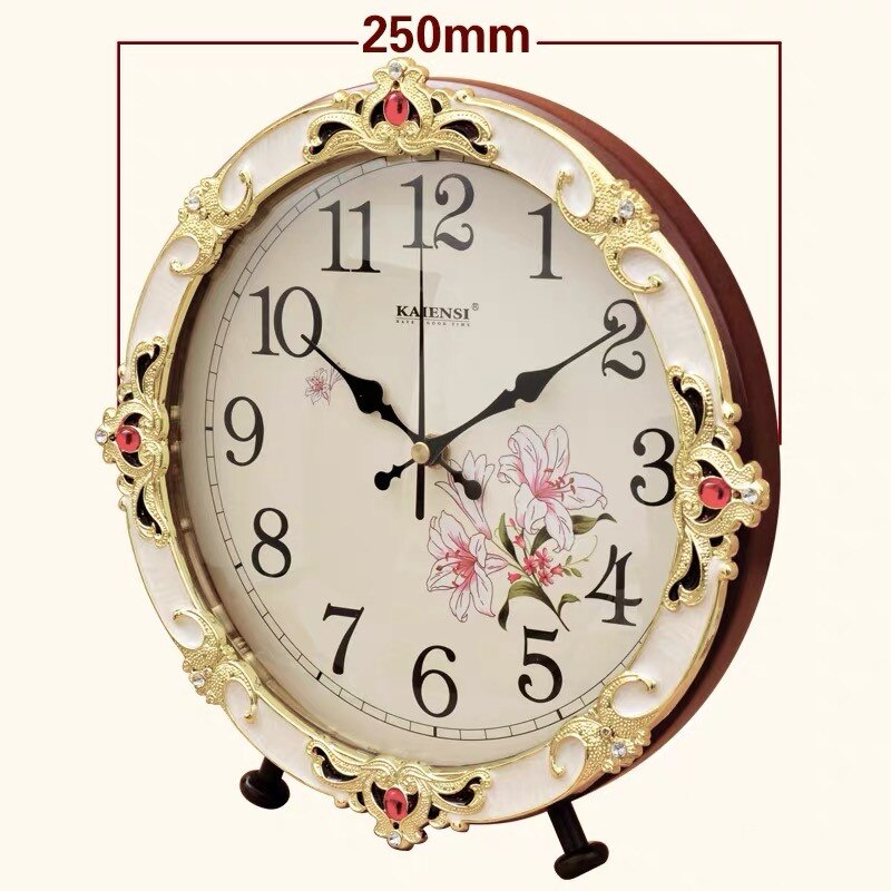 European Bedroom Bedside Table Clock Living Room Retro Seat Clock Home Decoration Large Simple Office Desktop Clock: B