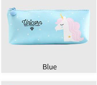 Licorne Kawaii fournitures scolaires, papeterie , jolie boîte à crayons, trousse à crayons, outils scolaires de bureau: Blue