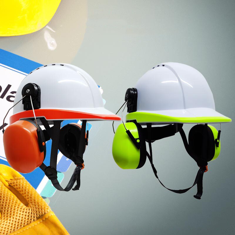 Hard hat with ear protector anti-noise protective helmet Anti-impact construction safety helmet work cap