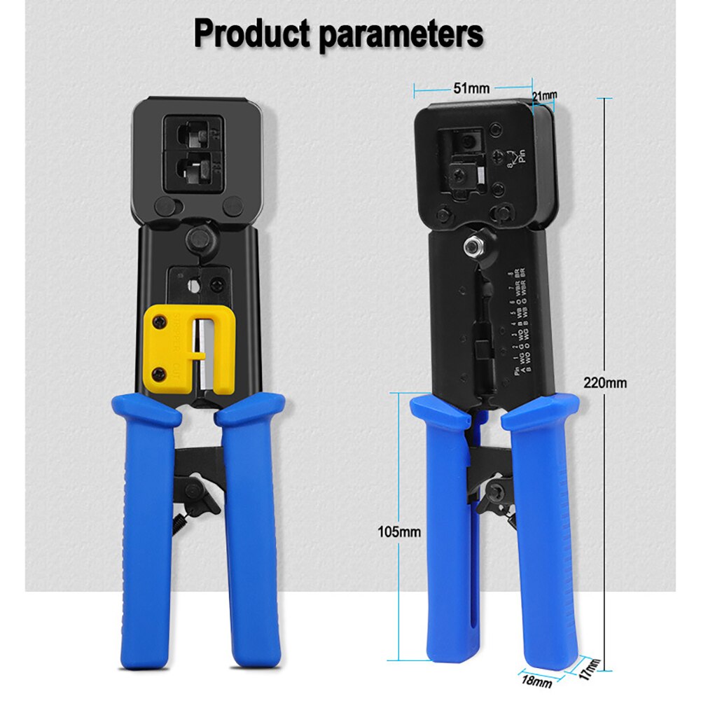 RJ11 RJ45 Crimping Tool Ethernet Network LAN Cable Crimper Cutter Stripper Plier Modular 8P RJ45 and 6P RJ12 RJ11