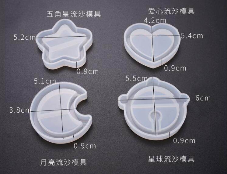 Silikonform für treibsand-shake-eiscreme-anhänger, tropfende eis am stiel-harzform, sternenbär-schlüsselanhängerform, kawaii-bastelbedarf, uv-harz-zubehör