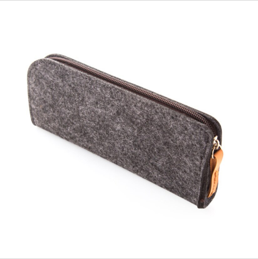 Felt Pencil Bag Fabric Pencil Case Pencil Box School Office Supplies Stationery Pouch Purse Storage Cute Makeup Bags Pencil Box: Flat Gray
