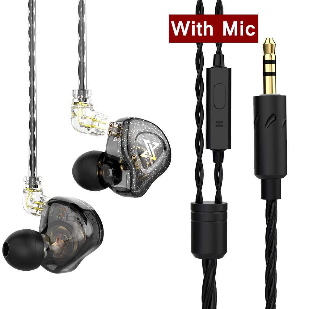 QKZ AK6 MAX miedziany sterownik słuchawki cześć-fi muzyk wymienny kabel przewodowe słuchawki z mikrofonem zestaw słuchawkowy stereofoniczny Gamer fone: czarny z Mic