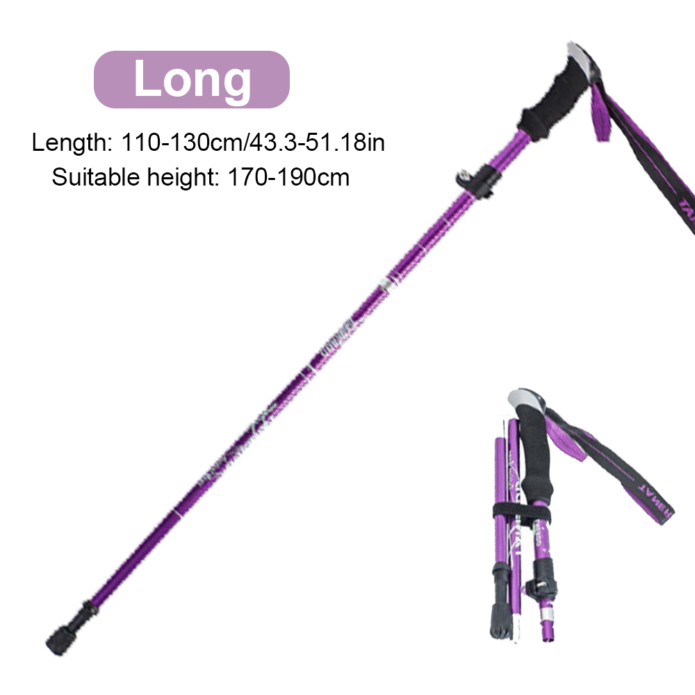 Outdoor Walking Stick Hiking Trekking Poles Ultralight Nordic Walking Pole Telescopic Crutches Antishock EVA Handle Folding Cane: long purple