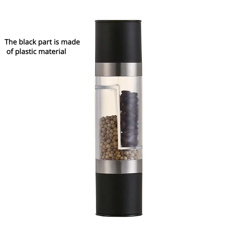 2 in 1 salt- og pepperkvern manuelle salt- og pepperkverner i rustfritt stål med justerbar keramisk kvern, krydderkvern, kjøkkenverktøy: Lysegrå