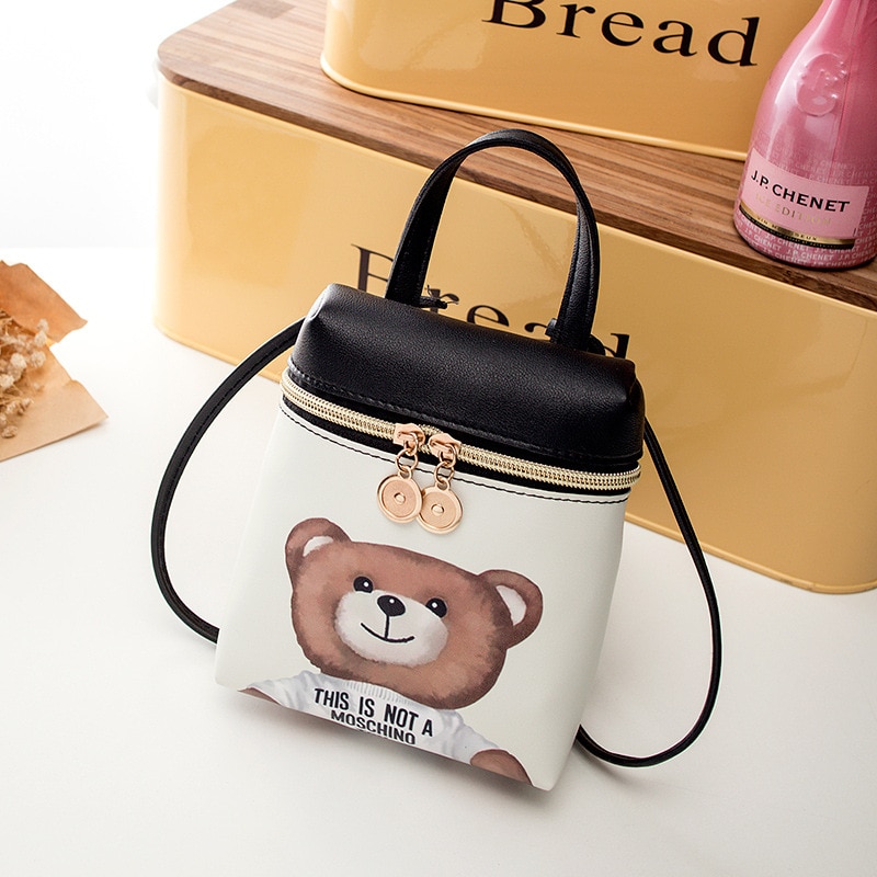 Frauen Handtasche Neue lässig Karikatur Weibliche Bote Schulter Taschen Nette Crossbody Leder Taschen Mini Bär praktisch Tasche