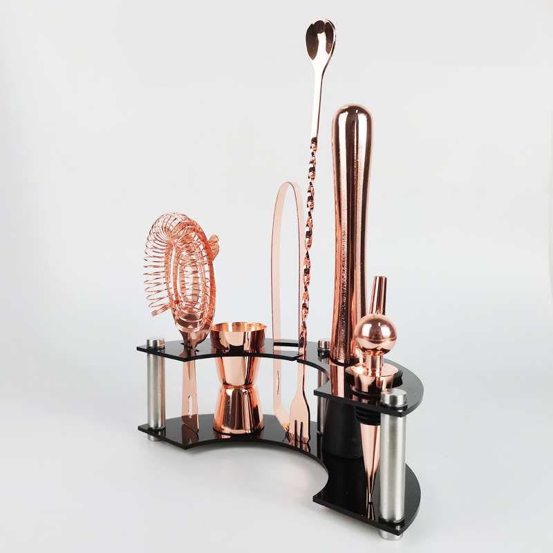 Bartender Kit, Bar Tool Set Cocktail Making Set with Stand Spoon Muddler Strainer Ice Tong Jigger, Ideal Drink Mixing Tool Kit